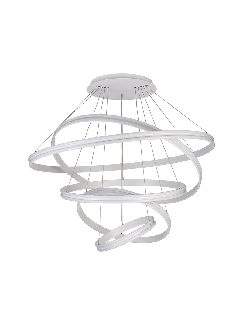 Load image into Gallery viewer, C-Lighting Circles Pendant, 5 Tier 150W LED, 4000K, 6800lm, Triac Dimmable, Matt White, 3yrs Warranty - 60841
