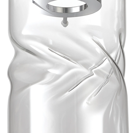 C-Lighting Budapest 120 x 220mm Twisted Cylinder Clear Glass Shade c/w Polished Chrome 3 Rod Suspension Plate - 61637