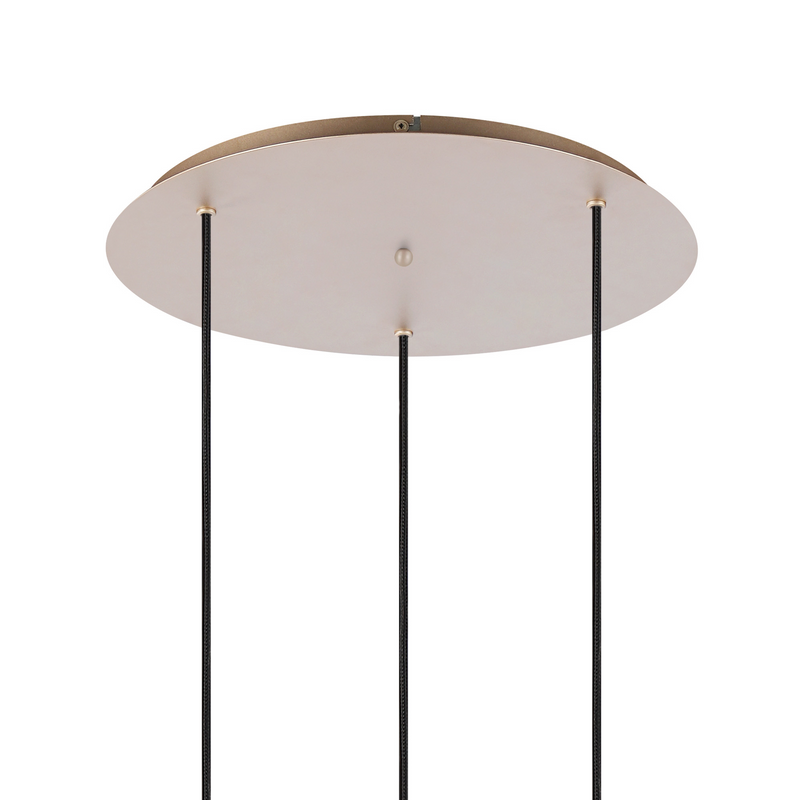 Load image into Gallery viewer, C-Lighting Bridge Ribbed Round Pendant, 3 Light Adjustable E27, Light Gold/Smoke Wide Line Glass-
