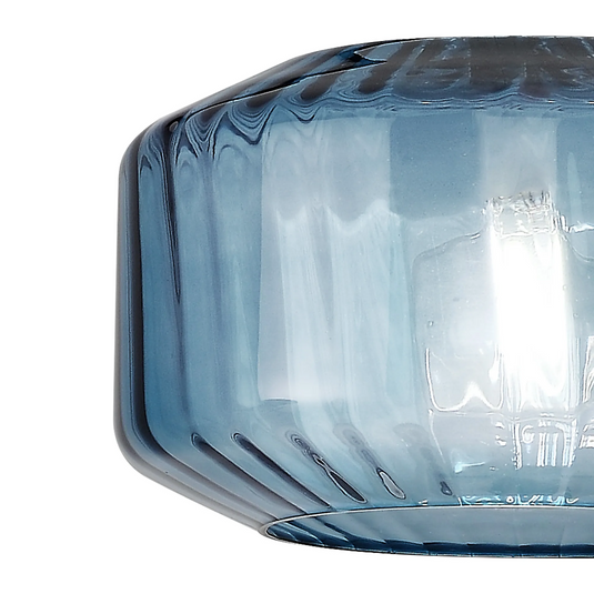 C-Lighting Budapest 300mm x 165mm Petrol Blue Chamfered Round Rippled Glass Shade - 57096