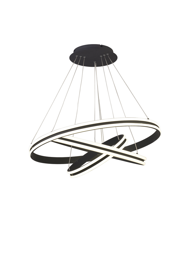 Load image into Gallery viewer, C-Lighting Circles Pendant, 3 Tier 50W,30W,20W LED, 4000K, 5470lm, Triac Dimmable, Graphite, 3yrs Warranty - 60839
