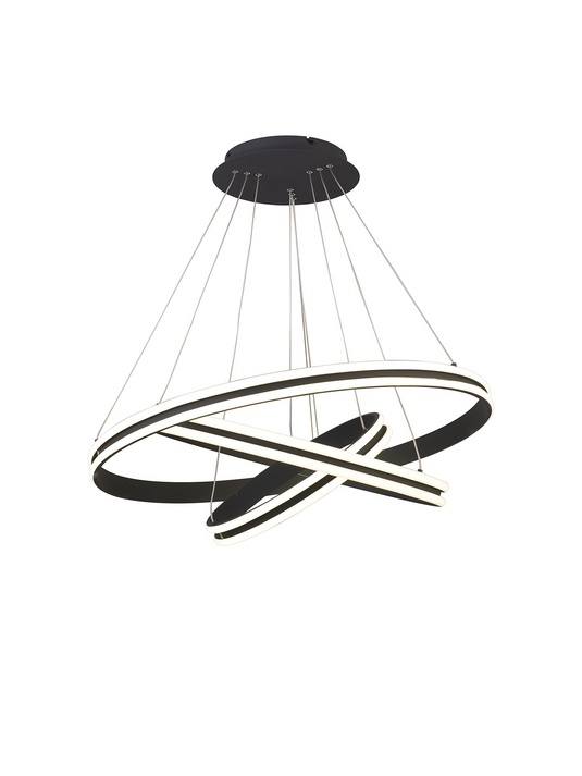 C-Lighting Circles Pendant, 3 Tier 50W,30W,20W LED, 4000K, 5470lm, Triac Dimmable, Graphite, 3yrs Warranty - 60839