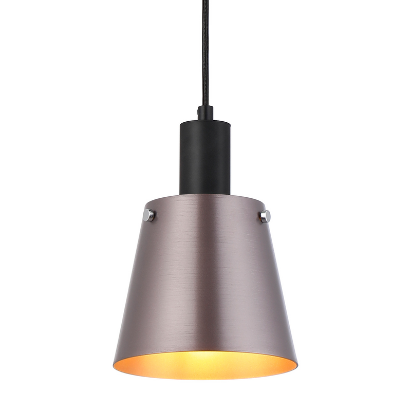 Load image into Gallery viewer, C-Lighting Hektor Single Pendant With 16cm x 14cm Shade, 1 Light E27, Sand Black/Brown/Copper Metal Shade  - 60863
