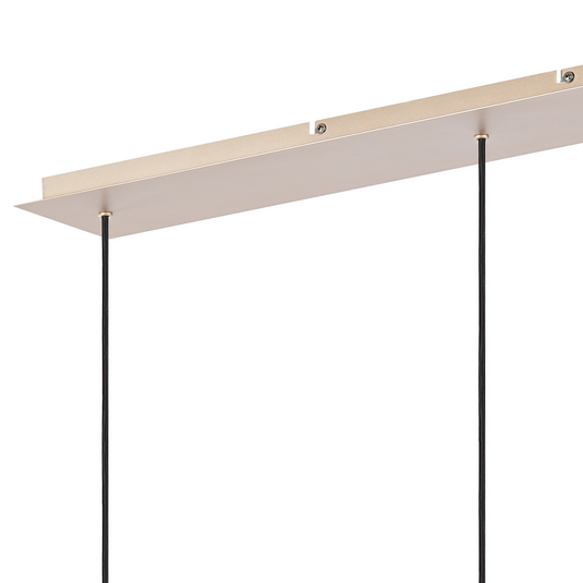 C-Lighting Bridge Ribbed Linear Pendant, 3 Light Adjustable E27, Light Gold/Frosted Wide Line Glass -