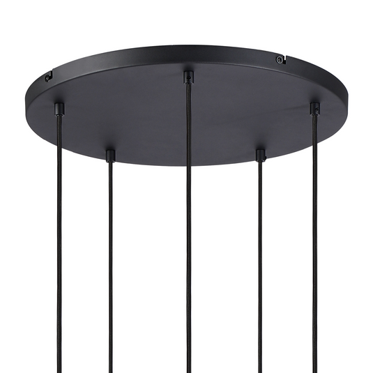 C-Lighting Hektor Round Pendant With 16cm x 14cm Shade, 5 Light E27, Sand Black/Brown/Copper Metal Shade - 60893