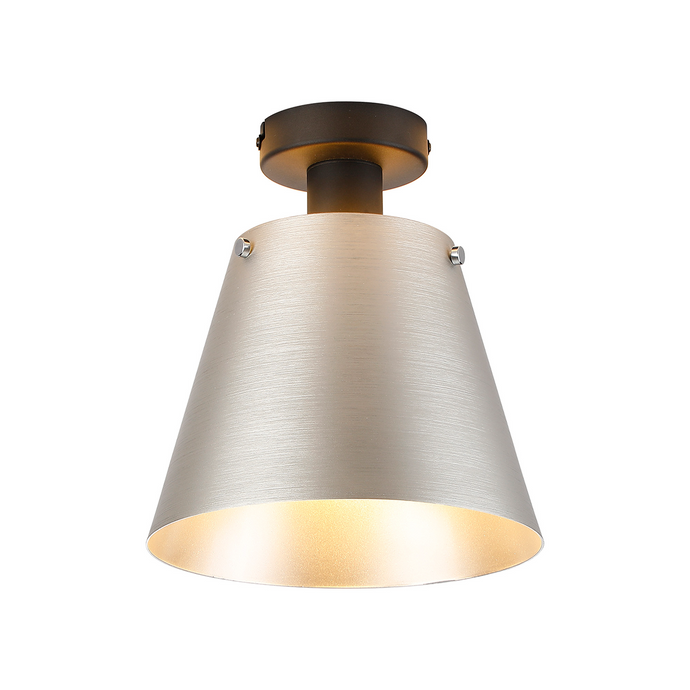 C-Lighting Hektor Ceiling Light With 23cm x 18cm Shade, 1 Light E27, Sand Black/Brass/Gold Metal Shade Shade - 60860