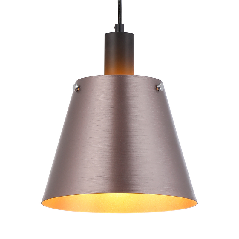 Load image into Gallery viewer, C-Lighting Hektor Single Pendant With 23cm x 18cm Shade, 1 Light E27, Sand Black/Brown/Copper Metal Shade  - 60870
