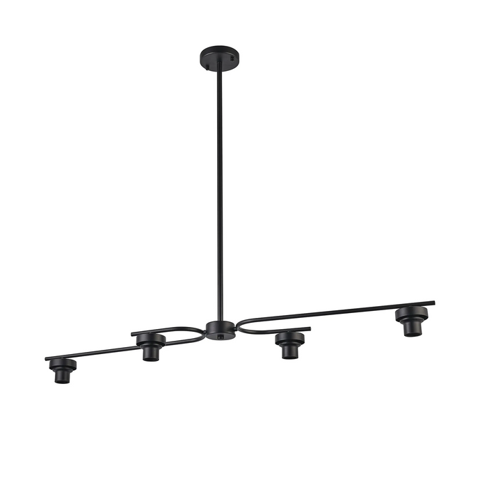 C-Lighting Budapest Satin Black 4 Light E27 Fixed Linear Pendant (FRAME ONLY), Suitable For A Vast Selection Of Glass Shades - 61643