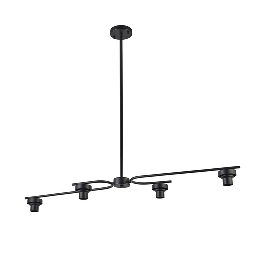 C-Lighting Budapest Satin Black 4 Light E27 Fixed Linear Pendant (FRAME ONLY), Suitable For A Vast Selection Of Glass Shades - 61643