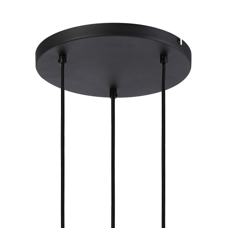 Load image into Gallery viewer, C-Lighting Hektor Round Pendant With 16cm x 14cm Shade, 3 Light E27, Sand Black/Frosted White Glass Shade - 60890
