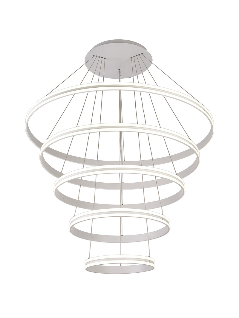 Load image into Gallery viewer, C-Lighting Circles Pendant, 5 Tier 150W LED, 4000K, 6800lm, Triac Dimmable, Matt White, 3yrs Warranty - 60841
