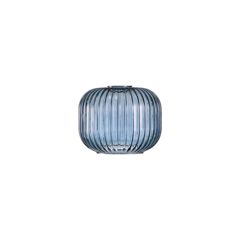 Load image into Gallery viewer, C-Lighting Chisel 16x13cm Pumpkin Shaped Ribbed Glass, Petrol Blue - 57246
