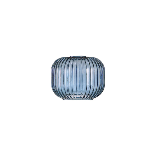 C-Lighting Chisel 16x13cm Pumpkin Shaped Ribbed Glass, Petrol Blue - 57246