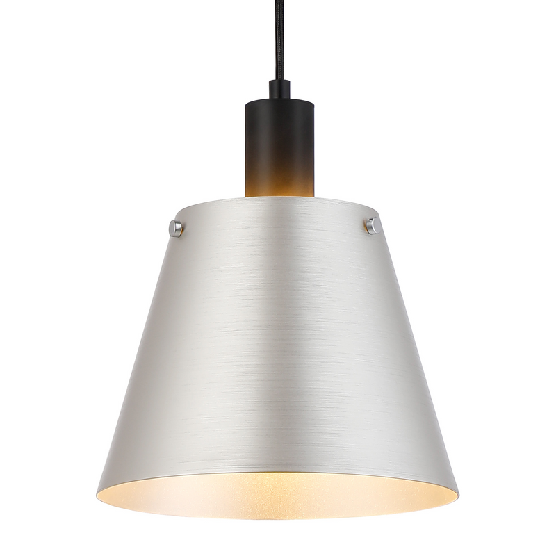 Load image into Gallery viewer, C-Lighting Hektor Single Pendant With 23cm x 18cm Shade, 1 Light E27, Sand Black/Light Grey/Silver Metal Shade  - 60873
