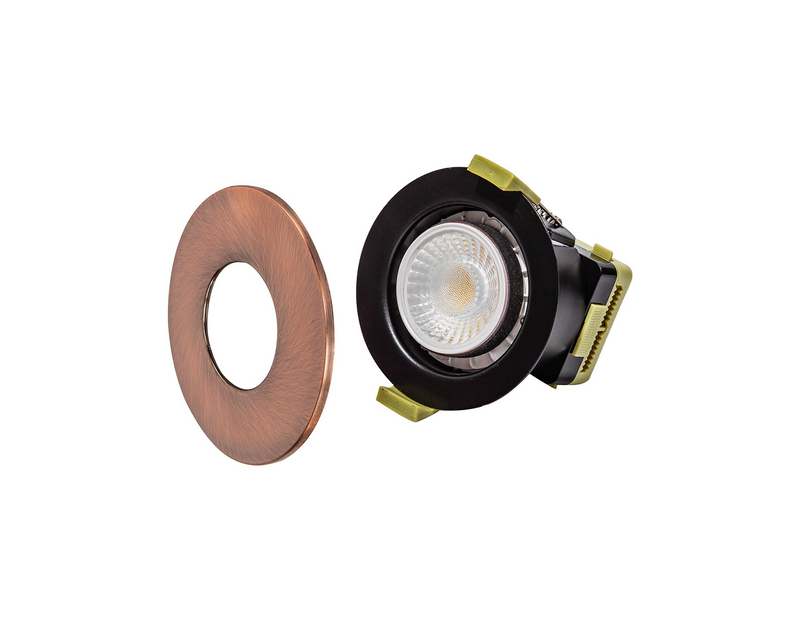 Load image into Gallery viewer, C-Lighting Vauxhall 8W Dimmable CCT LED Fire Rated Downlight Antique Copper Fascia IP65 - 42501
