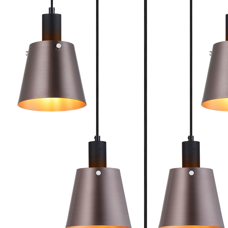 Load image into Gallery viewer, C-Lighting Hektor Ring Pendant With 16cm x 14cm Shade, 5 Light E27, Sand Black/Brown/Copper Metal Shade - 60911
