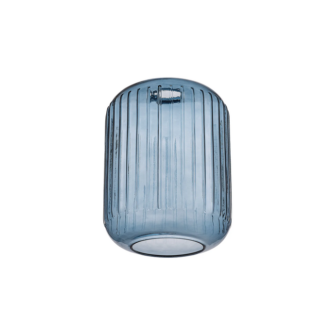 C-Lighting Budapest 200mm x 255mm Petrol Blue Ribbed Cylinder Glass Shade  - 58246