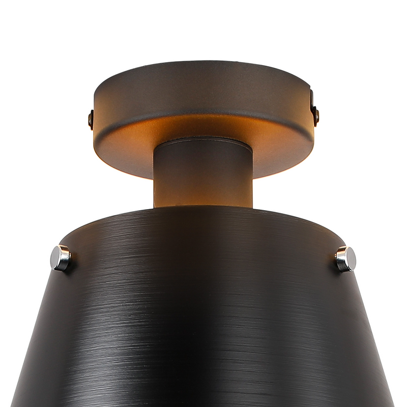 Load image into Gallery viewer, C-Lighting Hektor Ceiling Light With 16cm x 14cm Shade, 1 Light E27, Sand Black/Black/Gold Metal Shade - 60845
