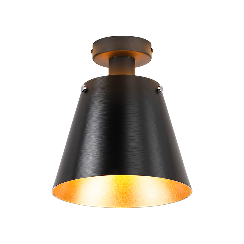 Load image into Gallery viewer, C-Lighting Hektor Ceiling Light With 23cm x 18cm Shade, 1 Light E27, Sand Black/Black/Gold Metal Shade - 60857
