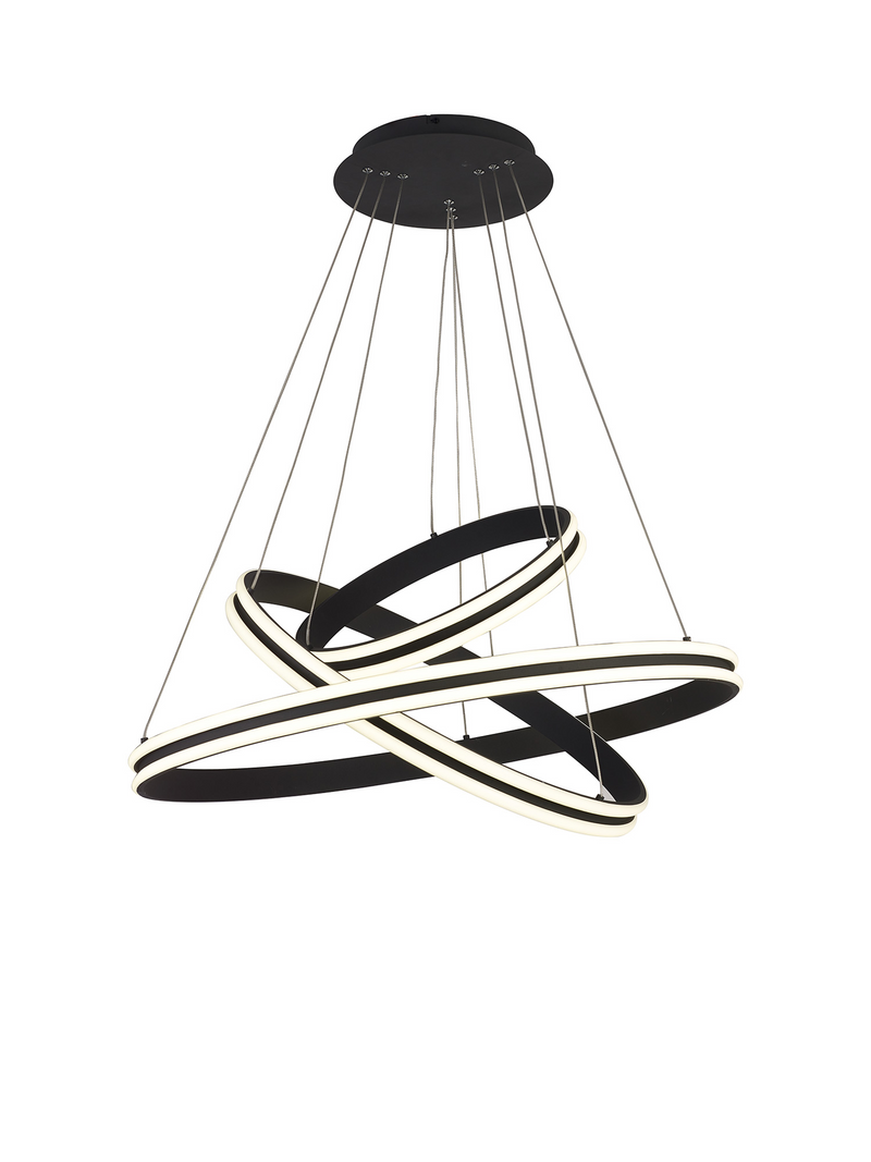 Load image into Gallery viewer, C-Lighting Circles Pendant, 3 Tier 50W,30W,20W LED, 4000K, 5470lm, Triac Dimmable, Graphite, 3yrs Warranty - 60839

