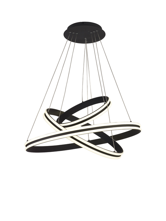 C-Lighting Circles Pendant, 3 Tier 50W,30W,20W LED, 4000K, 5470lm, Triac Dimmable, Graphite, 3yrs Warranty - 60839