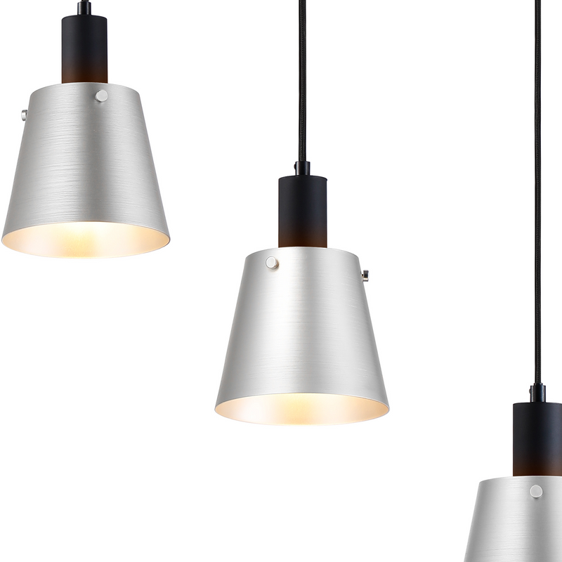 Load image into Gallery viewer, C-Lighting Hektor Linear Pendant With 16cm x 14cm Shade, 5 Light E27, Sand Black/Light Grey/Silver Metal Shade - 60883
