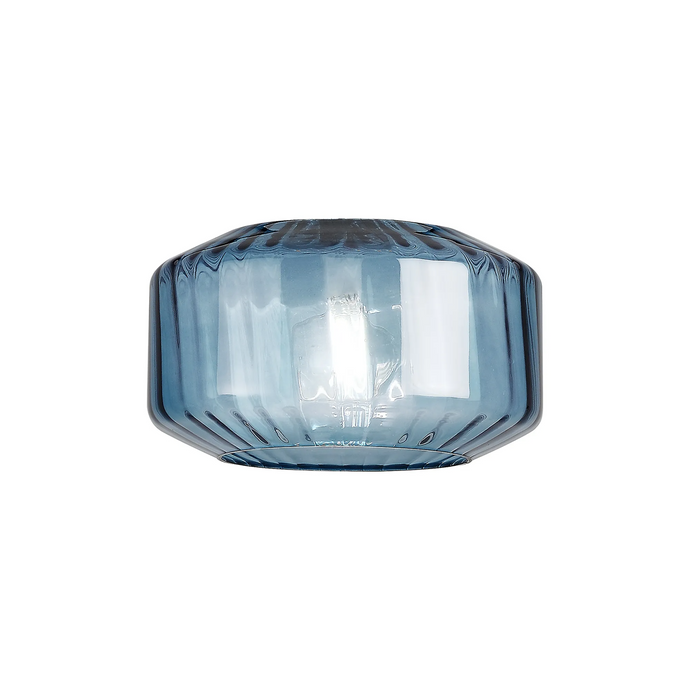 C-Lighting Budapest 300mm x 165mm Petrol Blue Chamfered Round Rippled Glass Shade - 57096