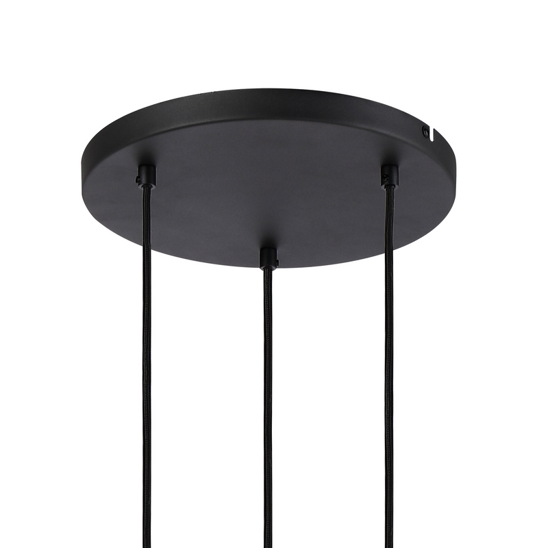 Load image into Gallery viewer, C-Lighting Hektor Round Pendant With 16cm x 14cm Shade, 3 Light E27, Sand Black/Black/Gold Metal Shade - 60886
