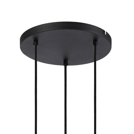 C-Lighting Hektor Round Pendant With 16cm x 14cm Shade, 3 Light E27, Sand Black/Black/Gold Metal Shade - 60886