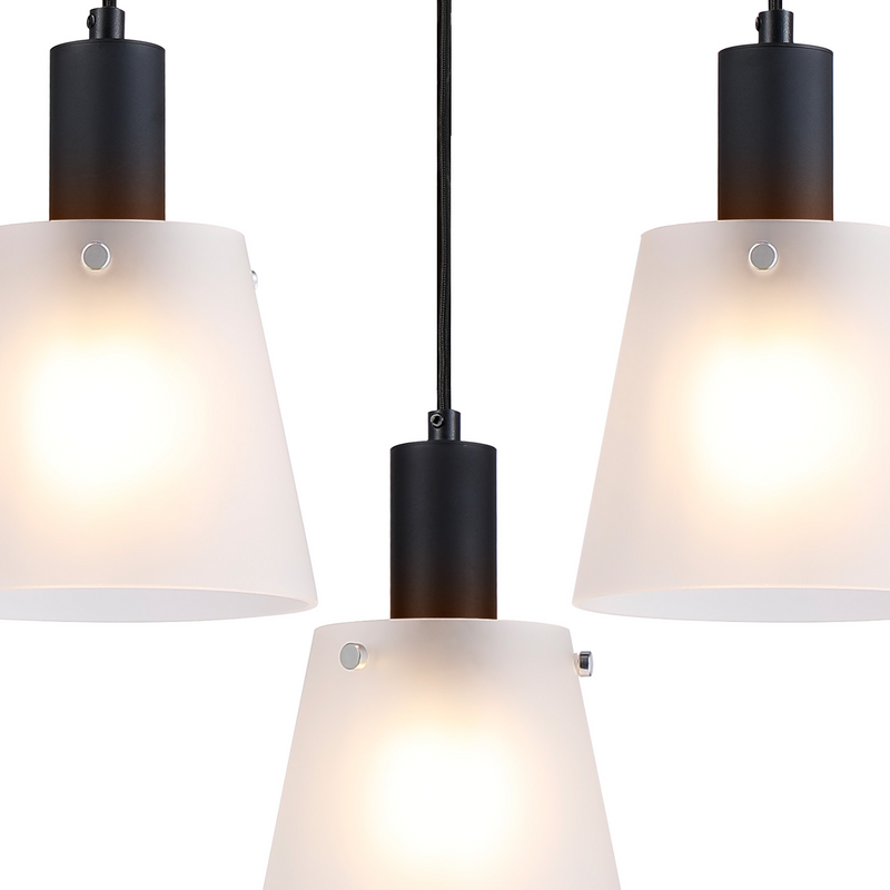 Load image into Gallery viewer, C-Lighting Hektor Ring Pendant With 16cm x 14cm Shade, 3 Light E27, Sand Black/Frosted White Glass Shade - 60908
