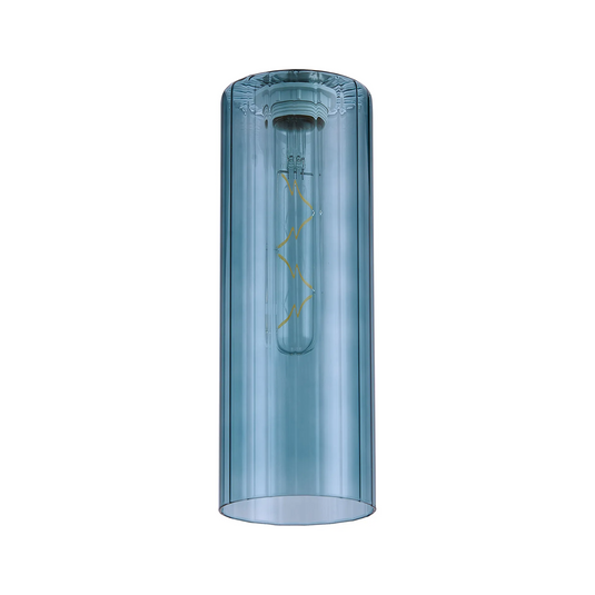 C-Lighting Budapest 100mm x 280mm Petrol Blue Ribbed Slim Tube Glass Shade - (Copy)