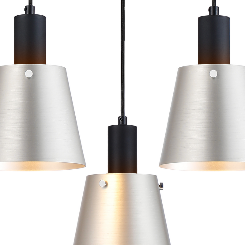 Load image into Gallery viewer, C-Lighting Hektor Ring Pendant With 16cm x 14cm Shade, 3 Light E27, Sand Black/Light Grey/Silver Metal Shade - 60907
