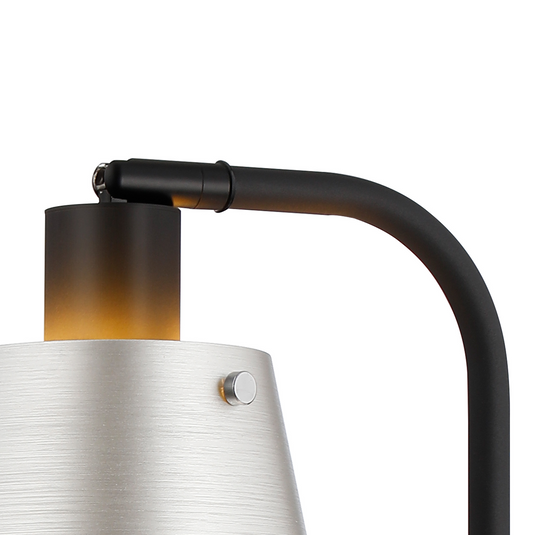 C-Lighting Hektor Table Lamp With 16cm x 14cm Shade, 1 Light E27, Sand Black/Light Grey/Silver Metal Shade - 60834