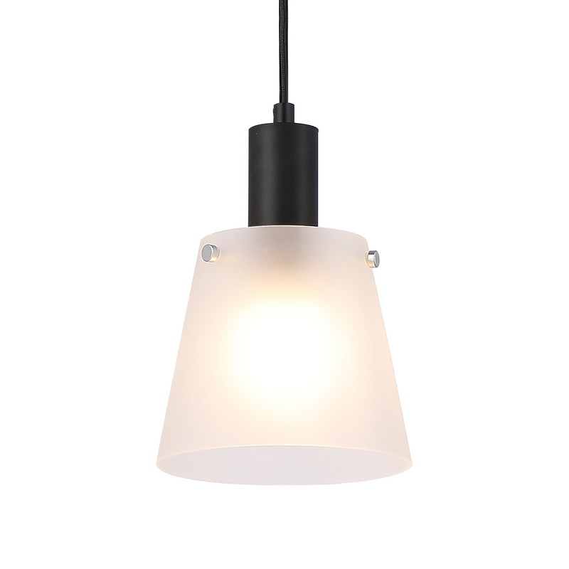Load image into Gallery viewer, C-Lighting Hektor Single Pendant With 16cm x 14cm Shade, 1 Light E27, Sand Black/Frosted White Glass Shade  - 60866
