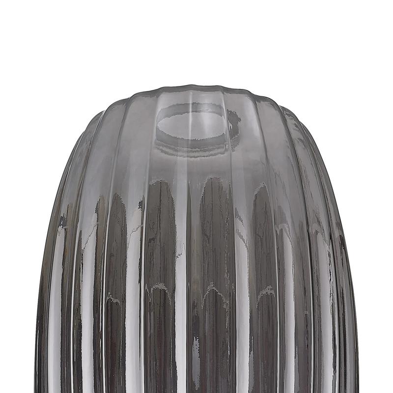 Load image into Gallery viewer, C-Lighting Budapest 180mm x 290mm Smoke Plate Ribbed Tubular Glass Shade  - 57214
