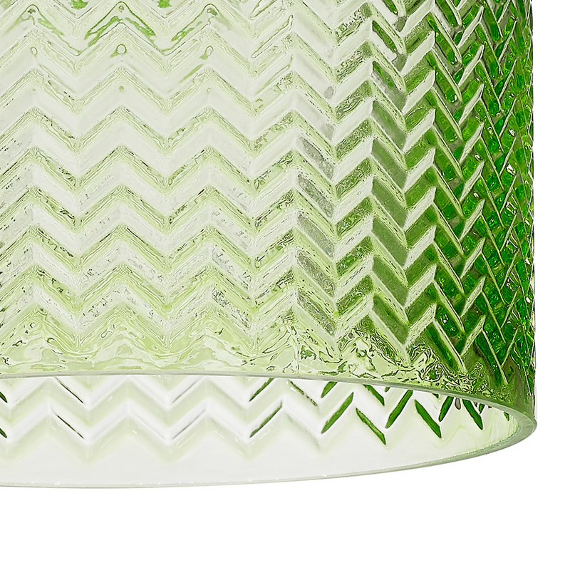 Load image into Gallery viewer, C-Lighting Budapest 170mm x 110mm Green Chevron Pattern Drum Glass Shade - 61629
