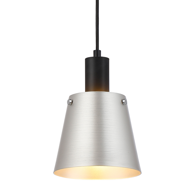 Load image into Gallery viewer, C-Lighting Hektor Single Pendant With 16cm x 14cm Shade, 1 Light E27, Sand Black/Light Grey/Silver Metal Shade - 60865
