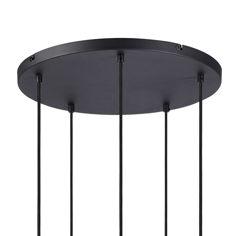 Load image into Gallery viewer, C-Lighting Hektor Round Pendant With 16cm x 14cm Shade, 5 Light E27, Sand Black/Light Grey/Silver Metal Shade - 60895
