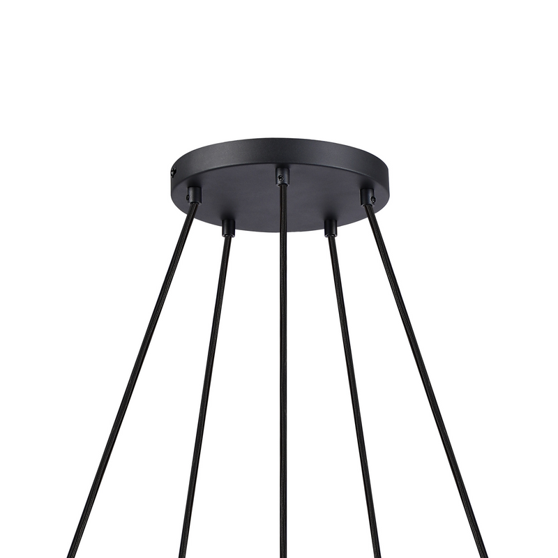 Load image into Gallery viewer, C-Lighting Hektor Ring Pendant With 16cm x 14cm Shade, 5 Light E27, Sand Black/Light Grey/Silver Metal Shade - 60913
