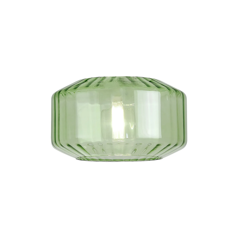 Load image into Gallery viewer, C-Lighting Budapest 300mm x 165mm Green Chamfered Round Rippled Glass Shade - 57098
