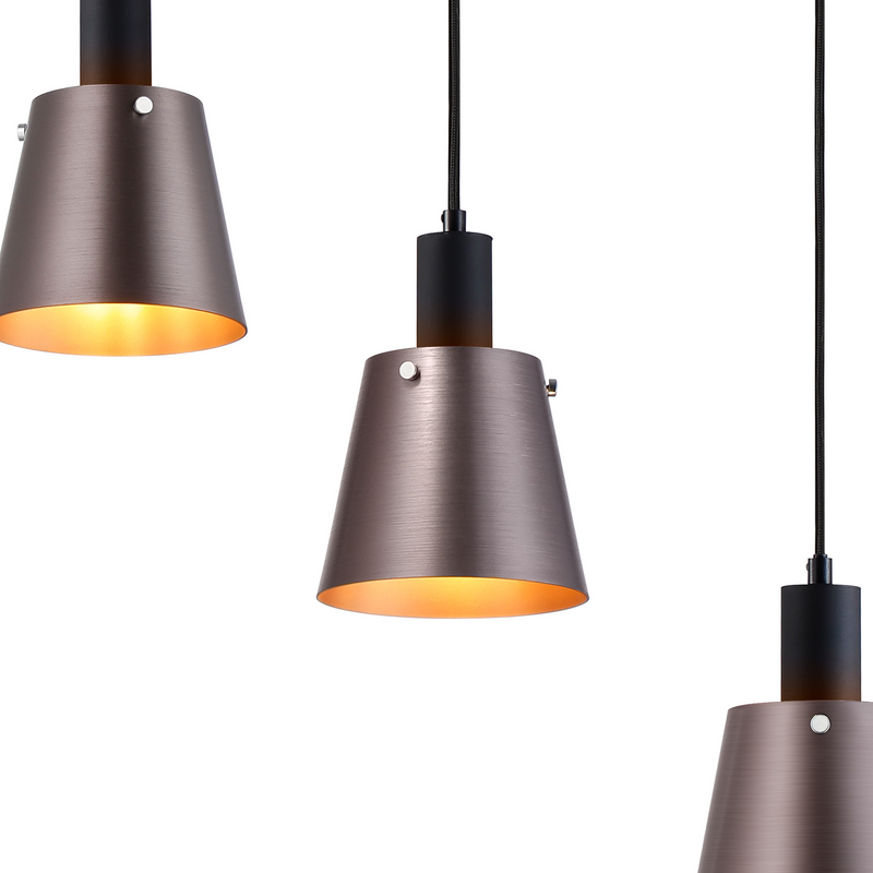 Load image into Gallery viewer, C-Lighting Hektor Linear Pendant With 16cm x 14cm Shade, 5 Light E27, Sand Black/Brown/Copper Metal Shade - 60881
