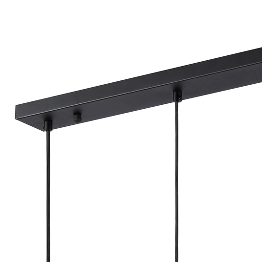 C-Lighting Hektor Linear Pendant With 16cm x 14cm Shade, 3 Light E27, Sand Black/Frosted White Glass Shade  - 60878