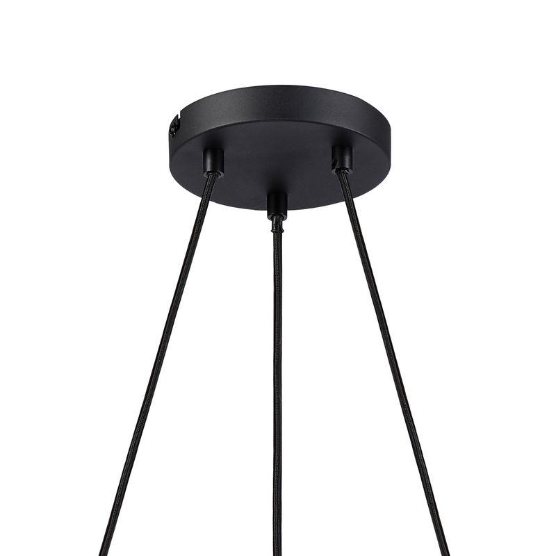 Load image into Gallery viewer, C-Lighting Hektor Ring Pendant With 16cm x 14cm Shade, 3 Light E27, Sand Black/Smoke Faded Glass Shade - 60909
