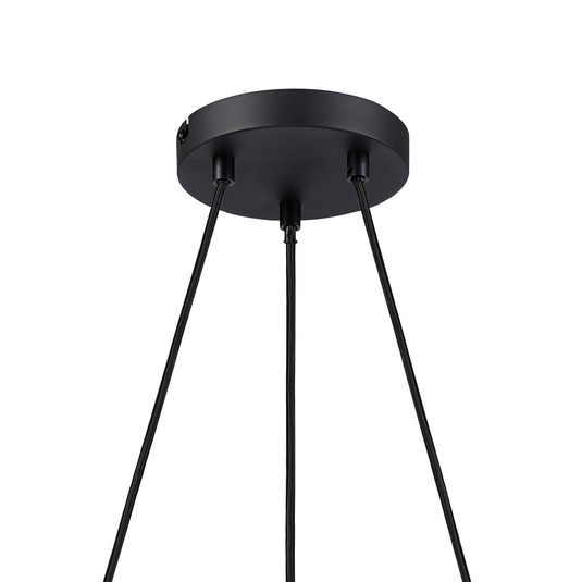 C-Lighting Hektor Ring Pendant With 16cm x 14cm Shade, 3 Light E27, Sand Black/Smoke Faded Glass Shade - 60909