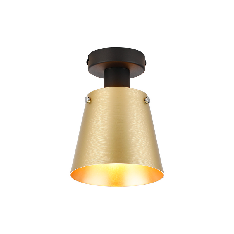 Load image into Gallery viewer, C-Lighting Hektor Ceiling Light With 16cm x 14cm Shade, 1 Light E27, Sand Black/Brass/Gold Metal Shade - 60847
