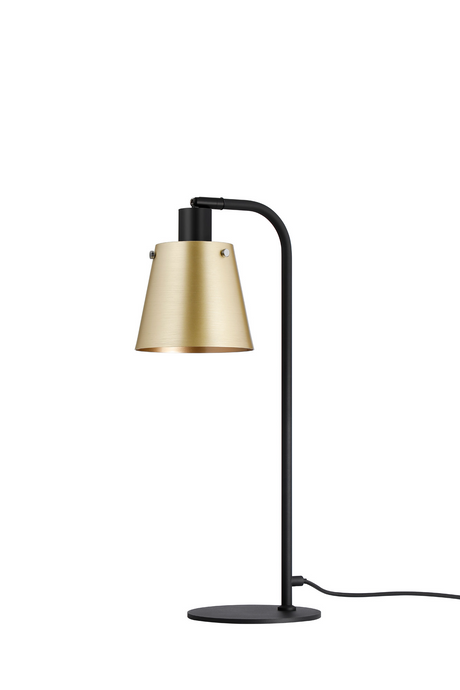 C-Lighting Hektor Table Lamp With 16cm x 14cm Shade, 1 Light E27, Sand Black/Brass/Gold Metal Shade - 60835