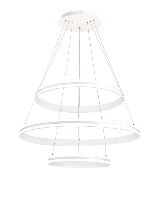 C-Lighting Circles Pendant, 3 Light 50W,30W,20W LED, 4000K, 5470lm, Dimmable, Matt White, 3yrs Warranty - 29192
