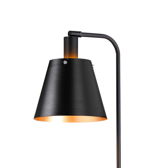 C-Lighting Hektor Floor Lamp With 23cm x 18cm Shade, 1 Light E27, Sand Black/Black/Gold Metal Shade - 60831