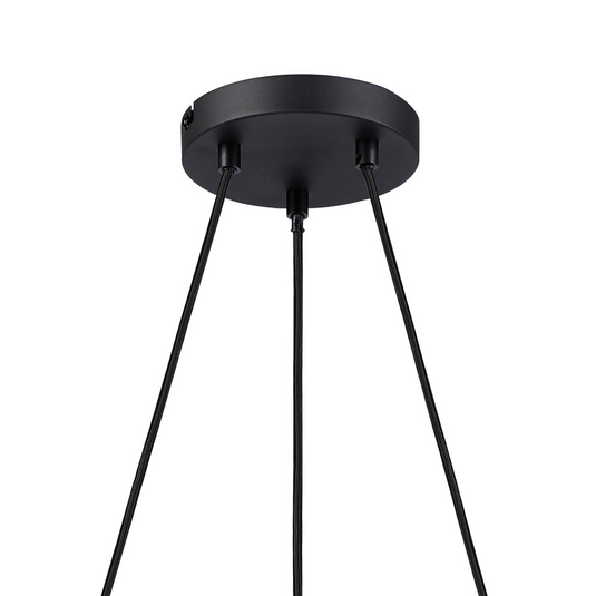 C-Lighting Hektor Ring Pendant With 16cm x 14cm Shade, 3 Light E27, Sand Black/Light Grey/Silver Metal Shade - 60907