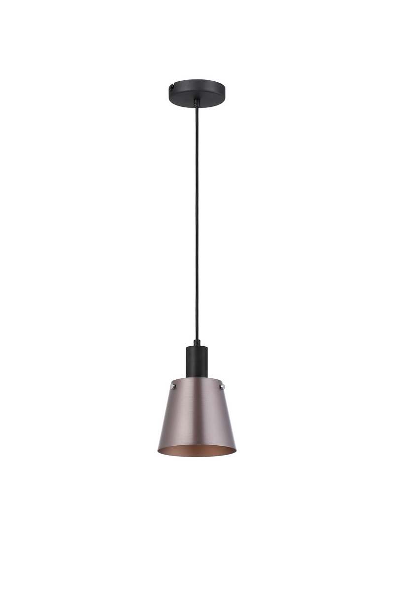 Load image into Gallery viewer, C-Lighting Hektor Single Pendant With 16cm x 14cm Shade, 1 Light E27, Sand Black/Brown/Copper Metal Shade  - 60863
